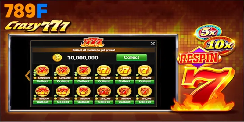 Roll in Money – Slot 2025 biến giấc mơ thành hiện thực 1 Crazy 777 được trang trí bằng gam màu nóng rực rỡ